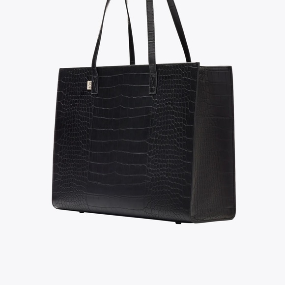 The Large Work Tote in Croc 🐊🖤 Black Crocodile-Embossed Bag - Picture 2 of 4
